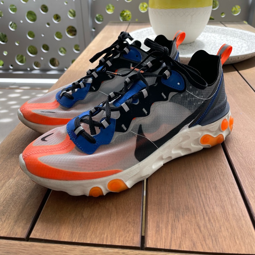 NIKE REACTS / BLUE AND ORANGE / SIZE 8.5 MENS / WOULD FIT A WOMENS SIZE 10